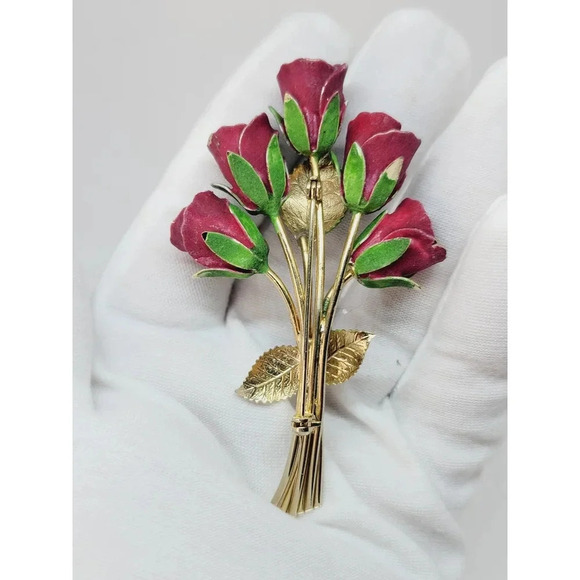 Vintage Rose Bouquet Brooch - Picture 4 of 5